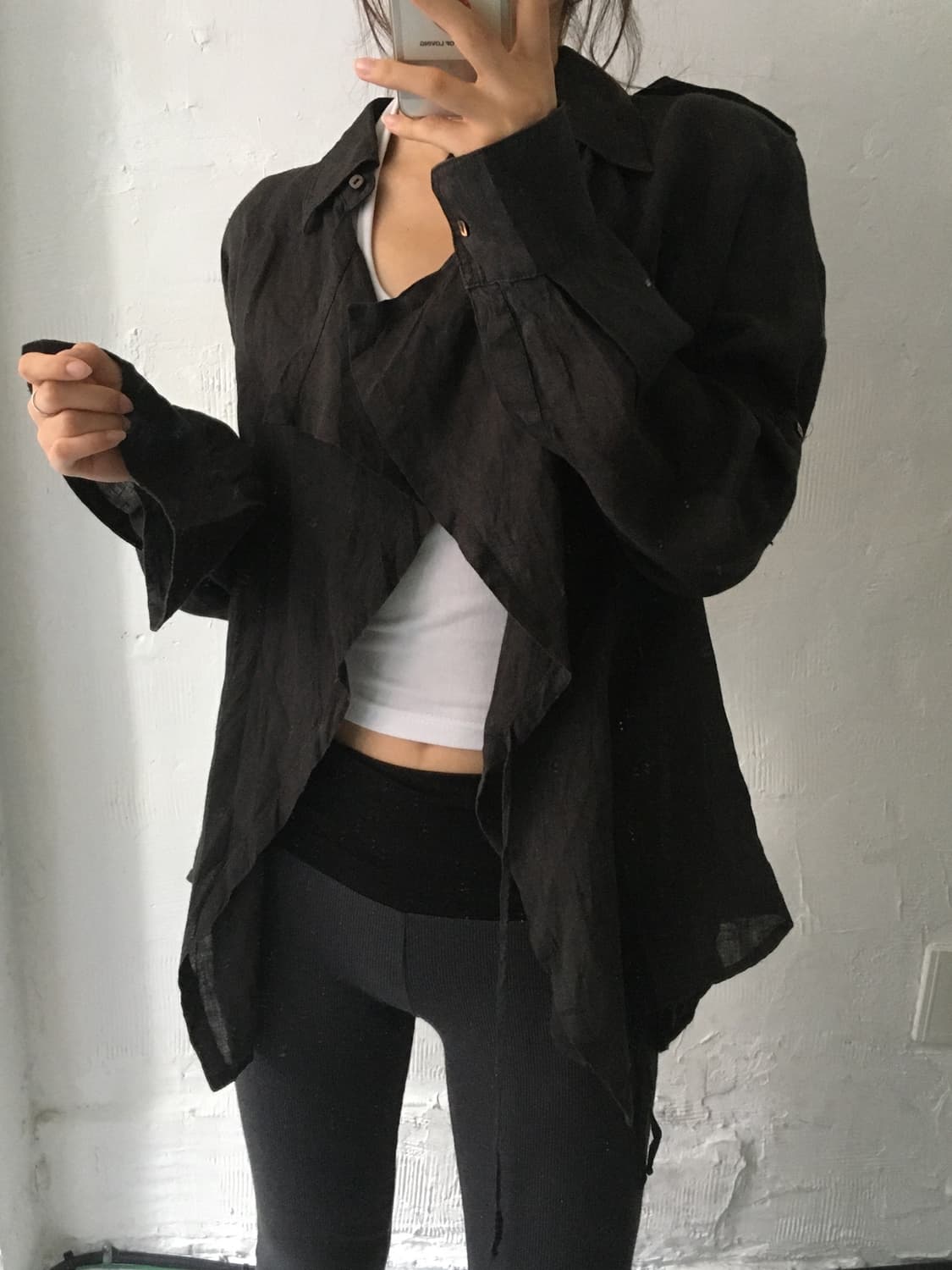 Max Mara 막스마라 브라운 랩 스타일 린넨 셔츠 상품이미지1