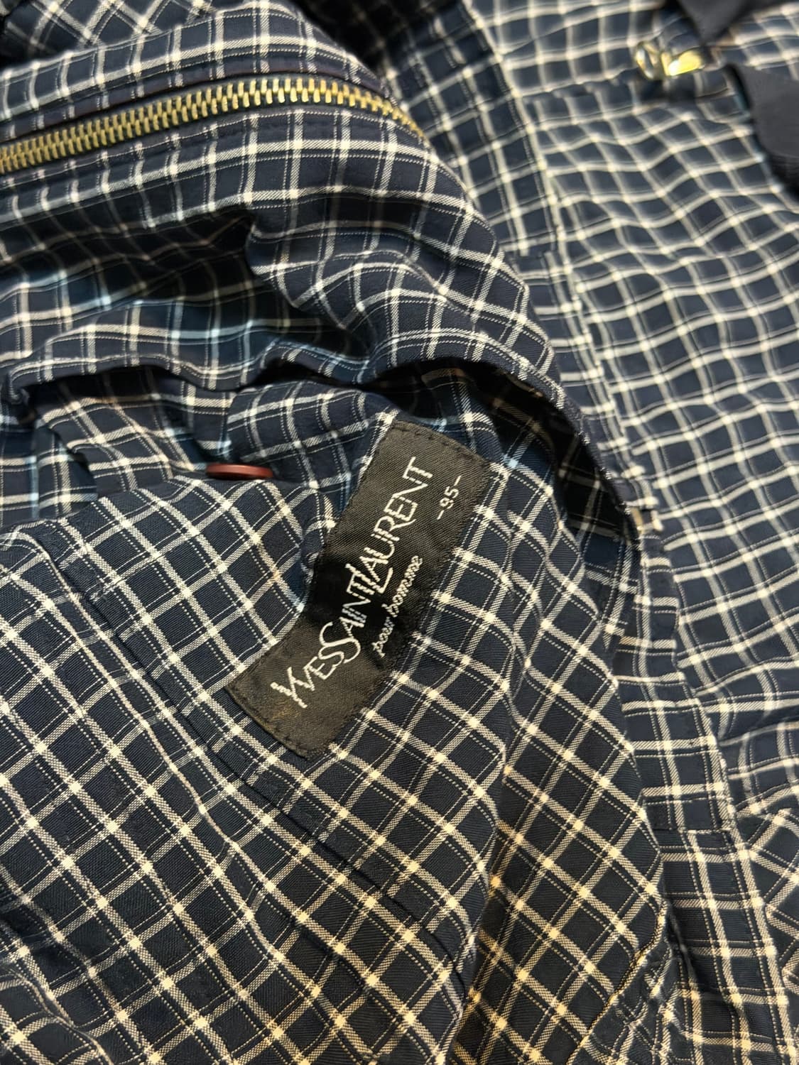 90s YSL 입생로랑 체크패턴 블루종 봄버자켓 상품이미지3
