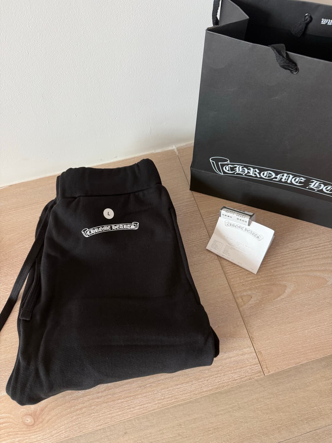 크롬하츠 스크롤 로고 스펠아웃 스웨트팬츠 블랙 L 상품이미지9