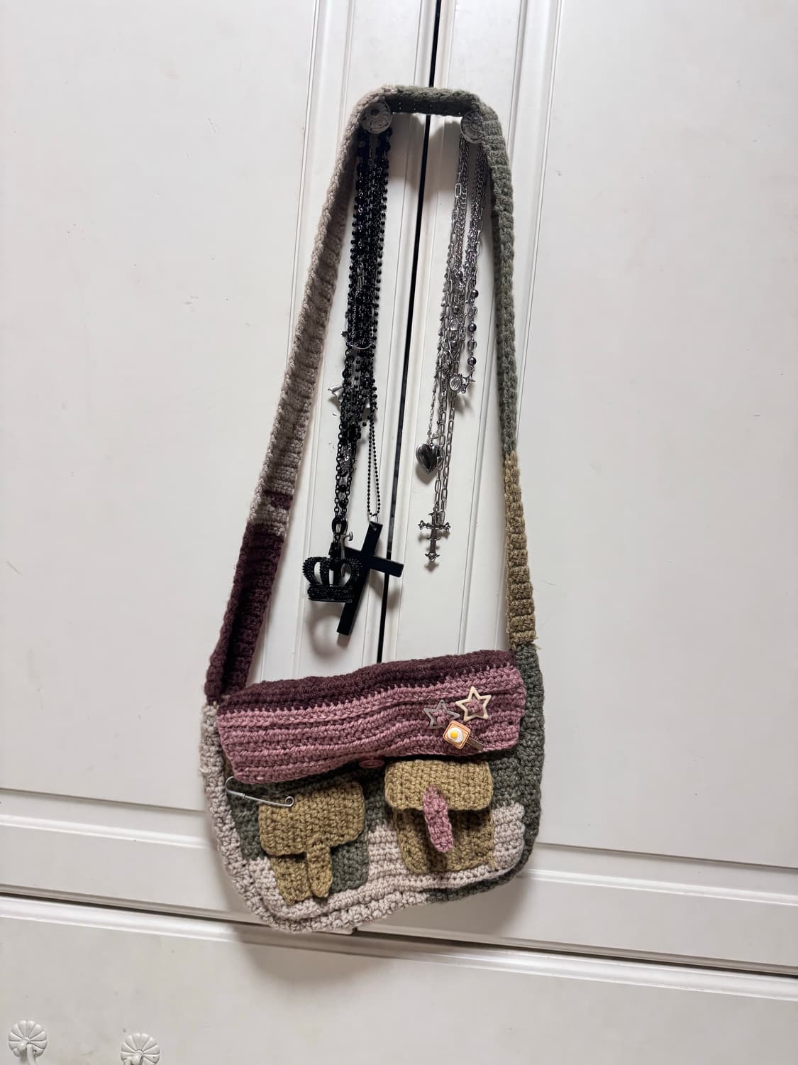 빈티지 모리걸 모리 가방 핸드메이드 뜨개질 크로스백 숄더백 상품이미지1