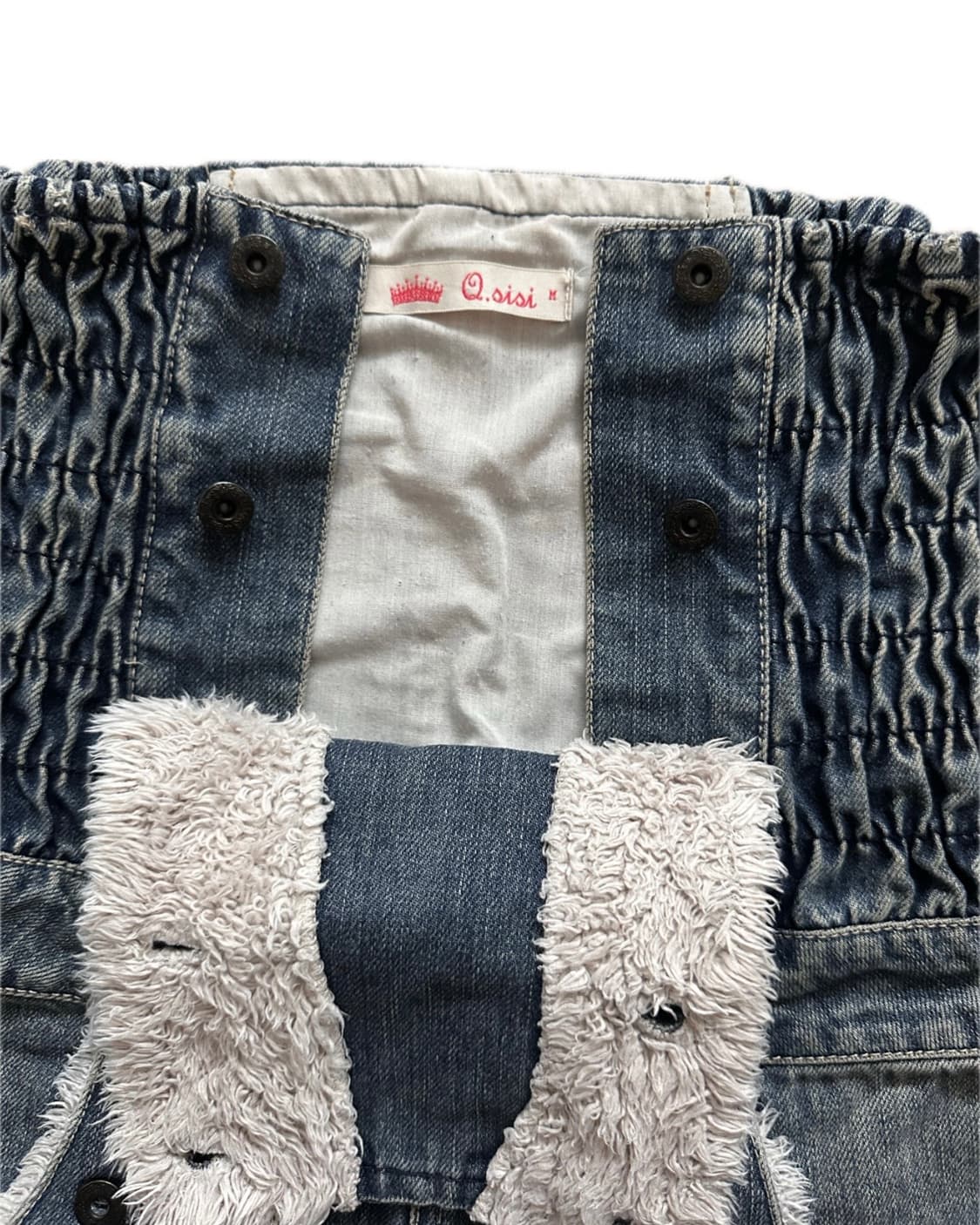 퍼 트리밍 데님 숏팬츠 상품이미지3