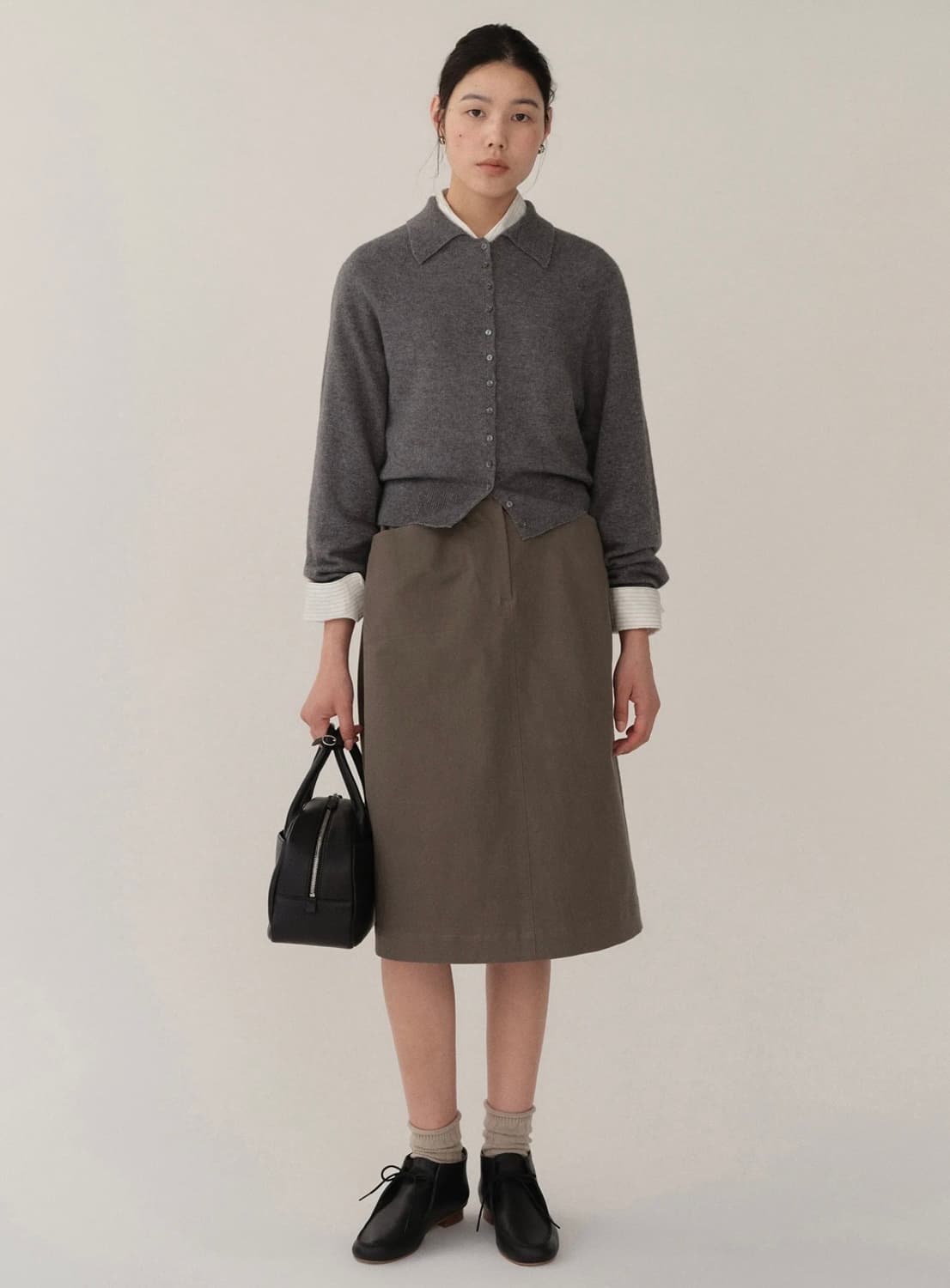 킨더살몬 캐시미어 가디건 멜란지 그레이 상품이미지1