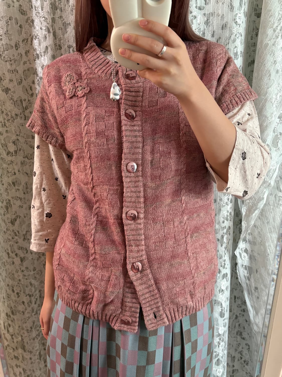 Pink vintage 윈터 가디건 상품이미지3