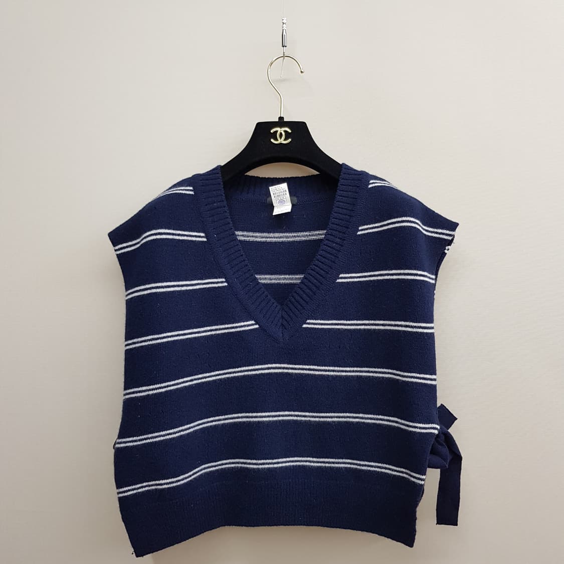 한섬 시스템 2021 스트라이프 브이넥 니트 조끼 F사이즈 상품이미지1