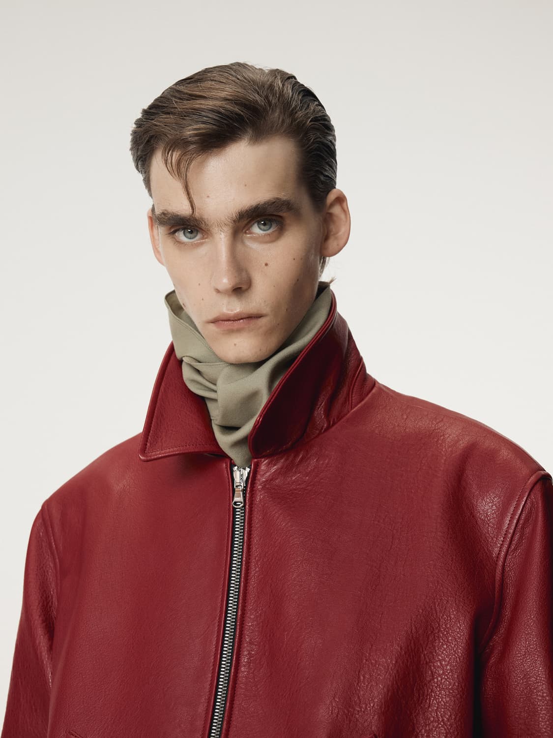 렉토 25FW 울 실크 타이 스카프 라이트카키 상품이미지6