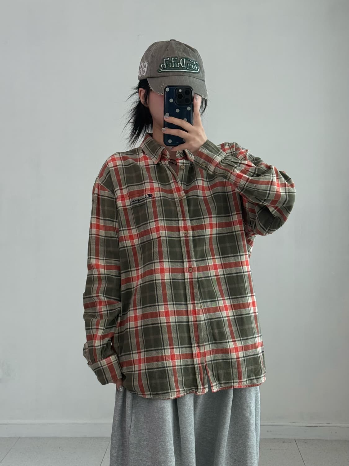 챔피온 카키 오렌지 셔츠 상품이미지1