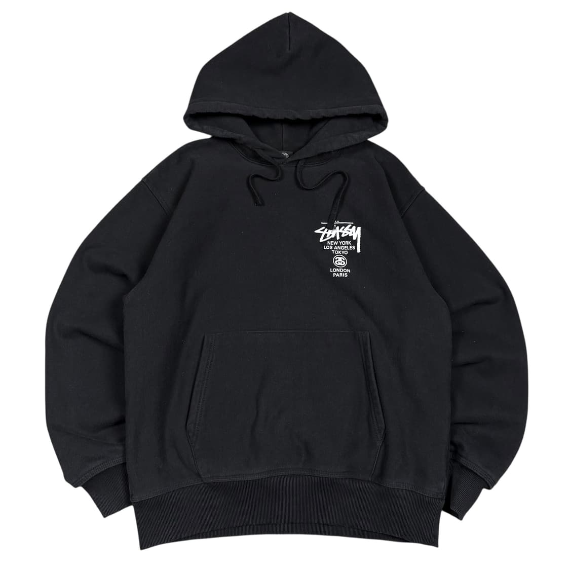 스투시 블랙컬러 월드투어로고 후드티 상품이미지3