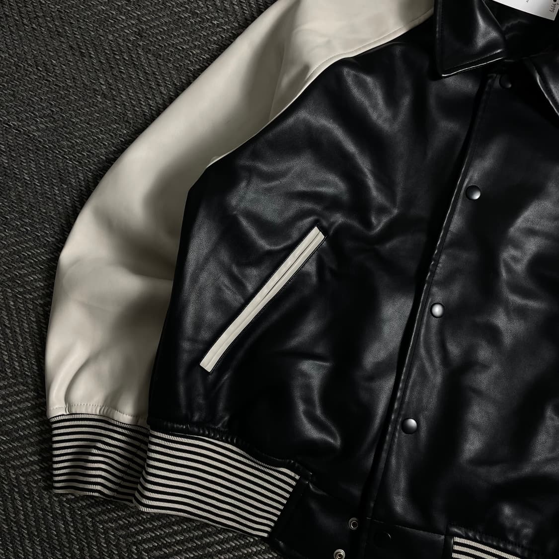 파르티멘토 버핑레더 배색 봄버 자켓o 4105 상품이미지2