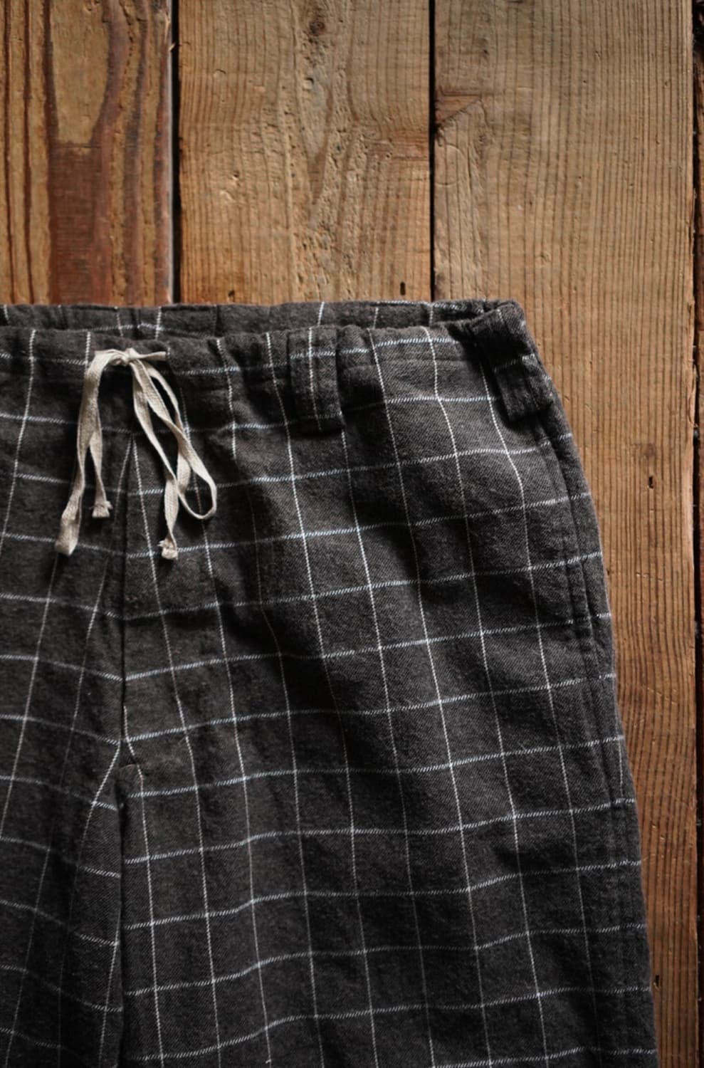 워드로브41 타이업 체크팬츠 카키 tie up check pants 상품이미지2