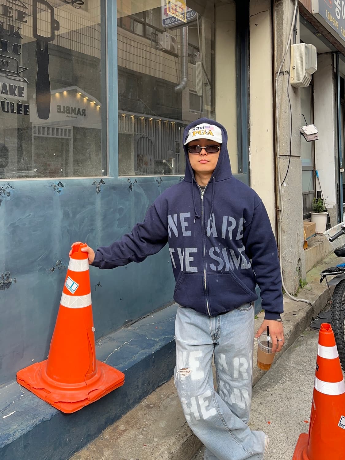 90’s Tultex stencil work hood zip-up  상품이미지1