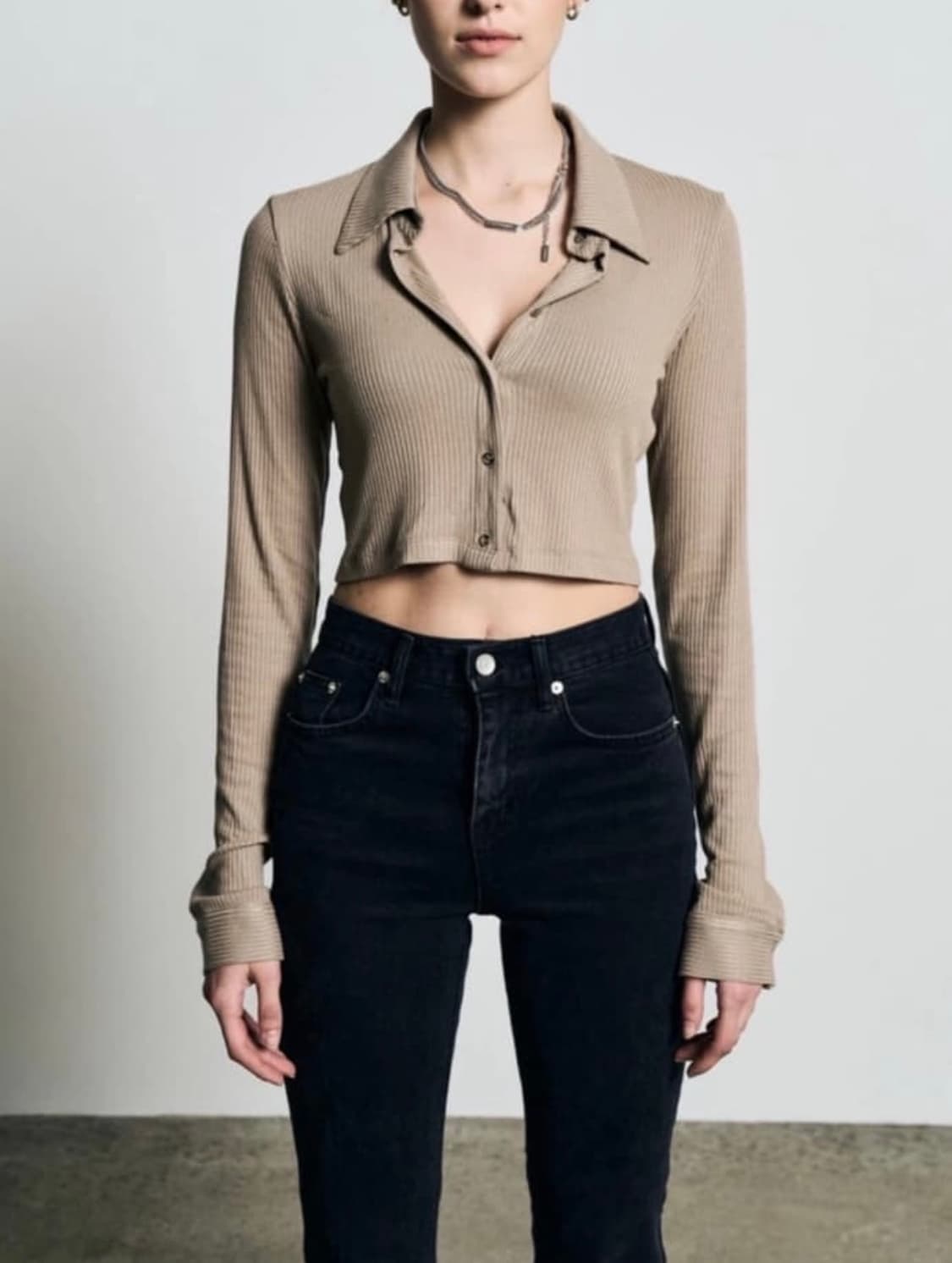 보헤미안 서울 카라 크롭 가디건 상품이미지2