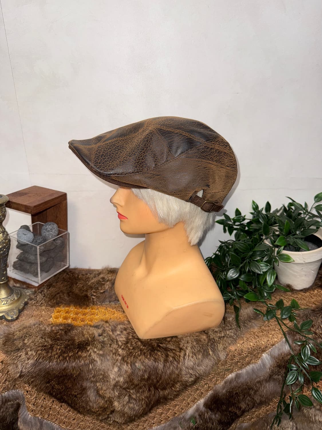 Aging leather patchwork hunting cap 상품이미지2