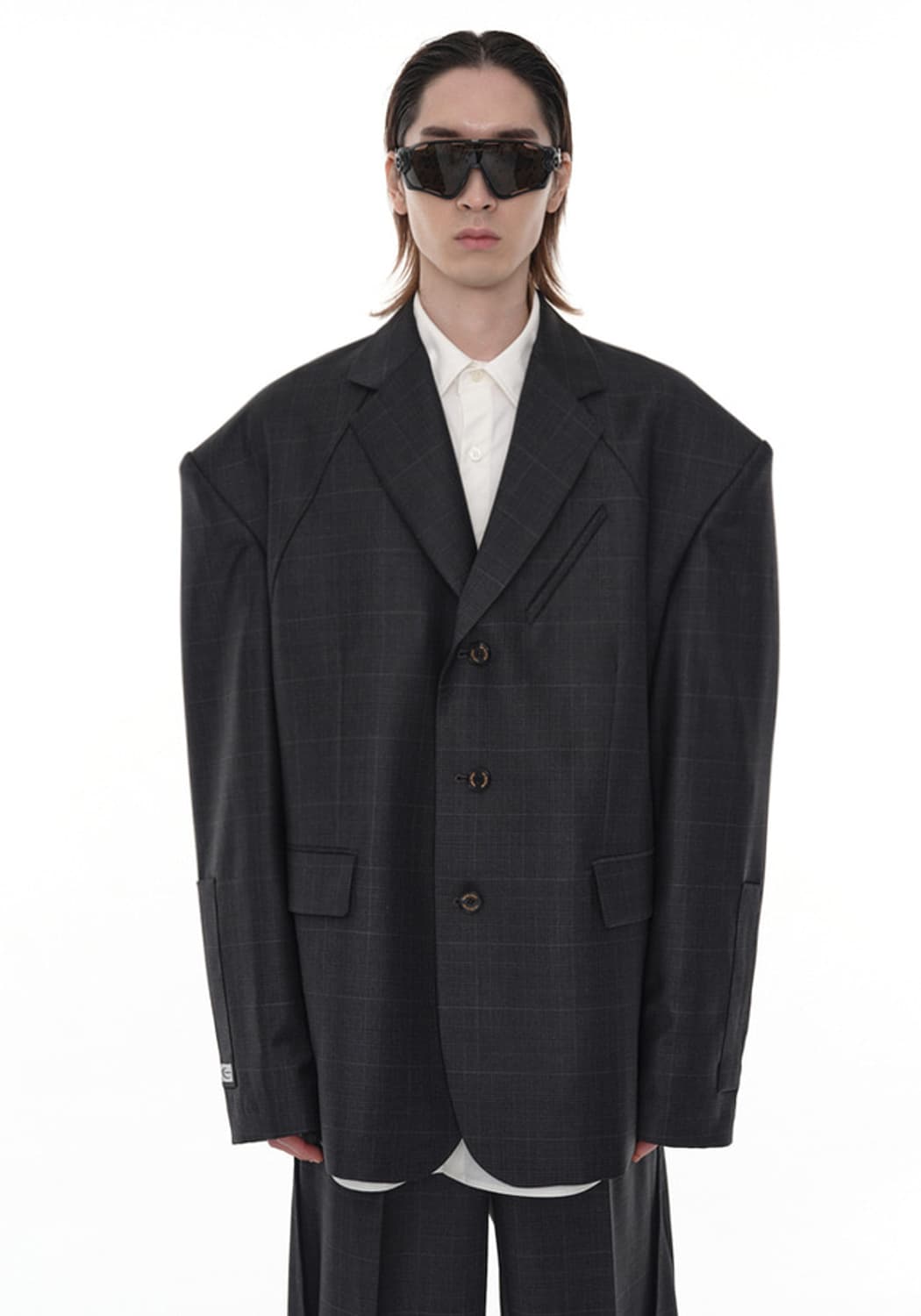 Csc divided panel blazer(1)(grey checked 상품이미지1