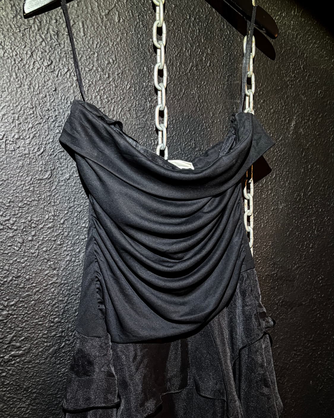 Black Layered Sheer Draping Dress 상품이미지5