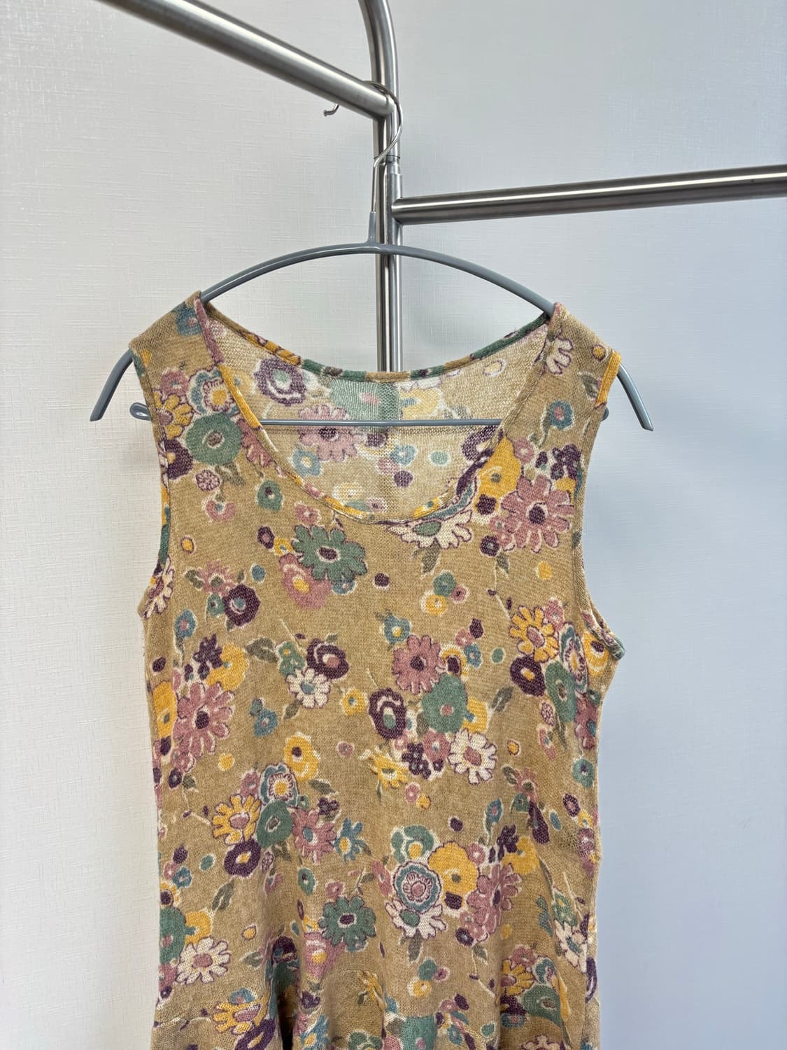 빈티지 플로랄 패턴 언팔 프릴 슬리브리스 상품이미지2