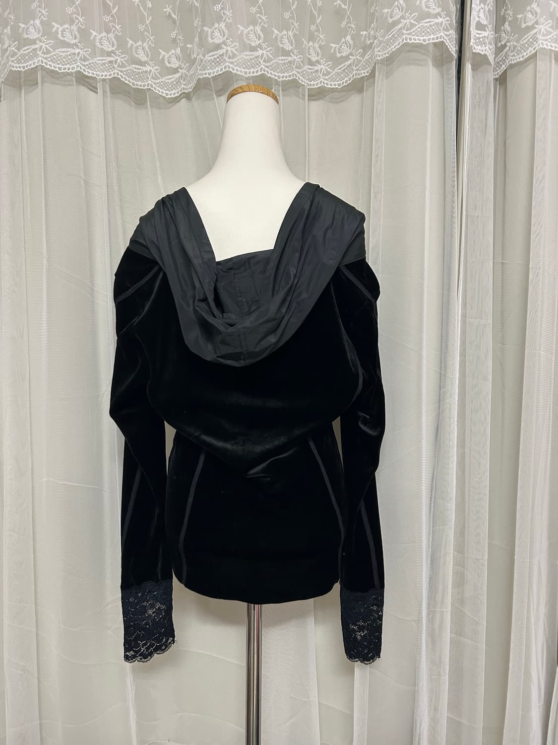 고딕 고스펑크 레이스 후드집업 자켓  상품이미지2