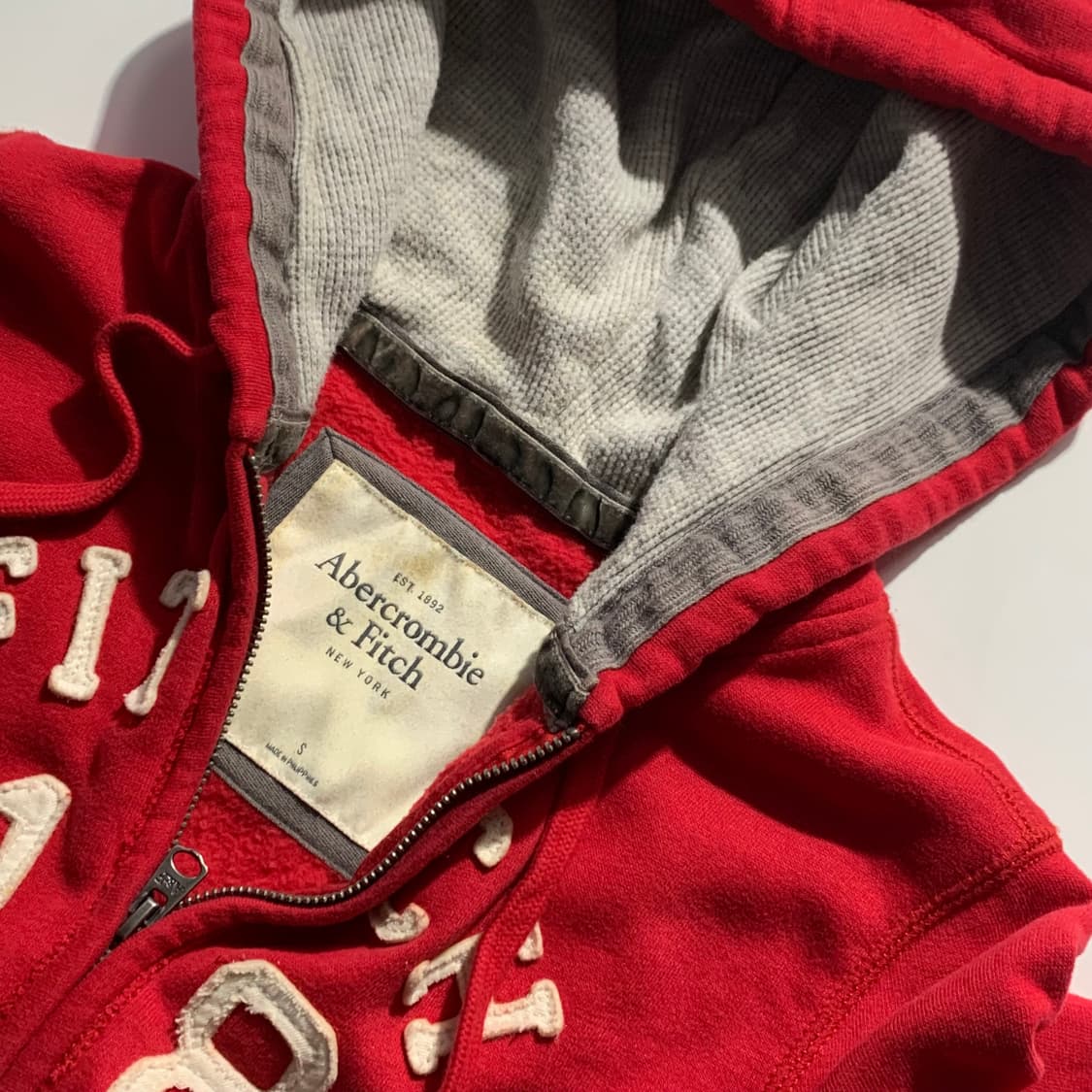 아베크롬비 딥레드 후드써멀 후드집업 상품이미지3