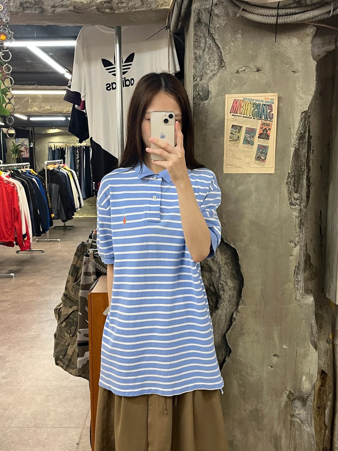 폴로 랄프로렌 스트라이프 반팔 카라티 블루 M #csz995 상품이미지2