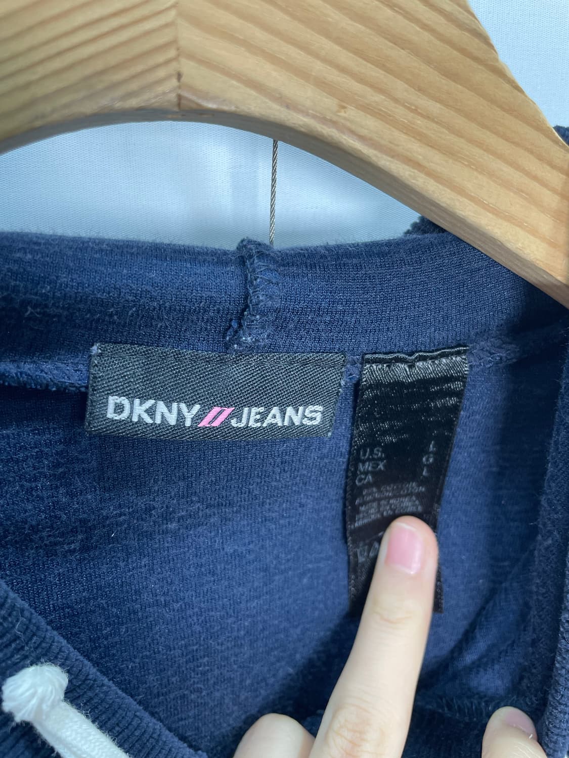 DKNY JEANS 후드 벨벳 집업 L  상품이미지5