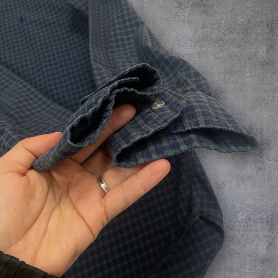 폴로 랄프로렌 네이비 그린 타탄체크 자수로고 셔츠 L 상품이미지5