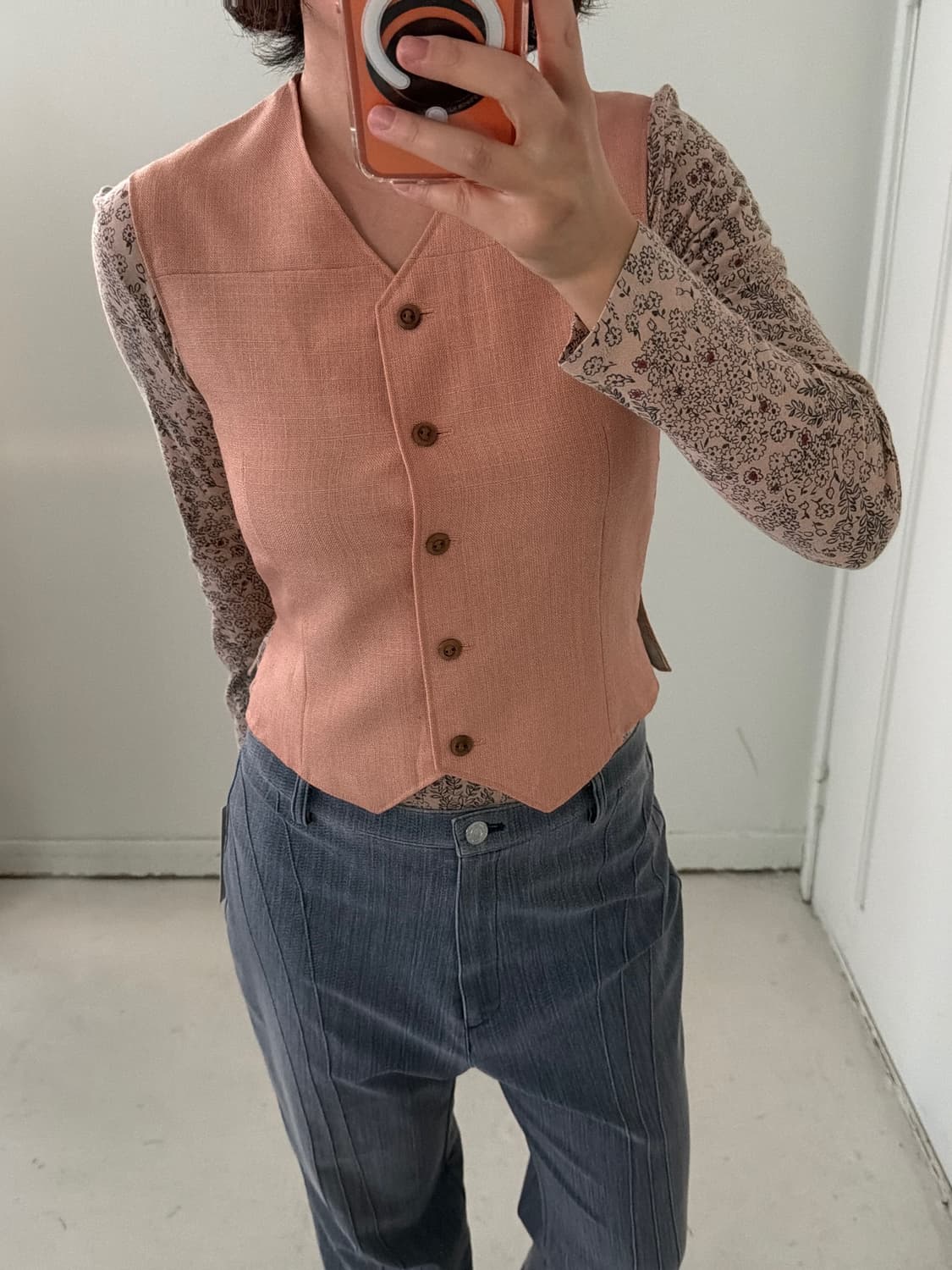 일본빈티지 핑크브라운 베스트 상품이미지1