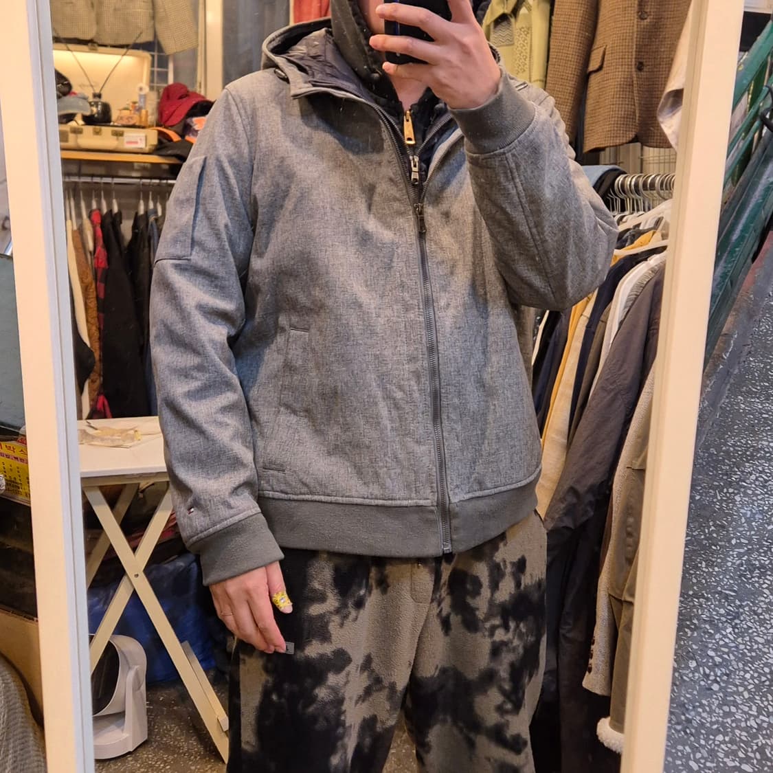 L~XL(착샷잇음) 타미힐피거 그레이 후드점퍼  상품이미지3