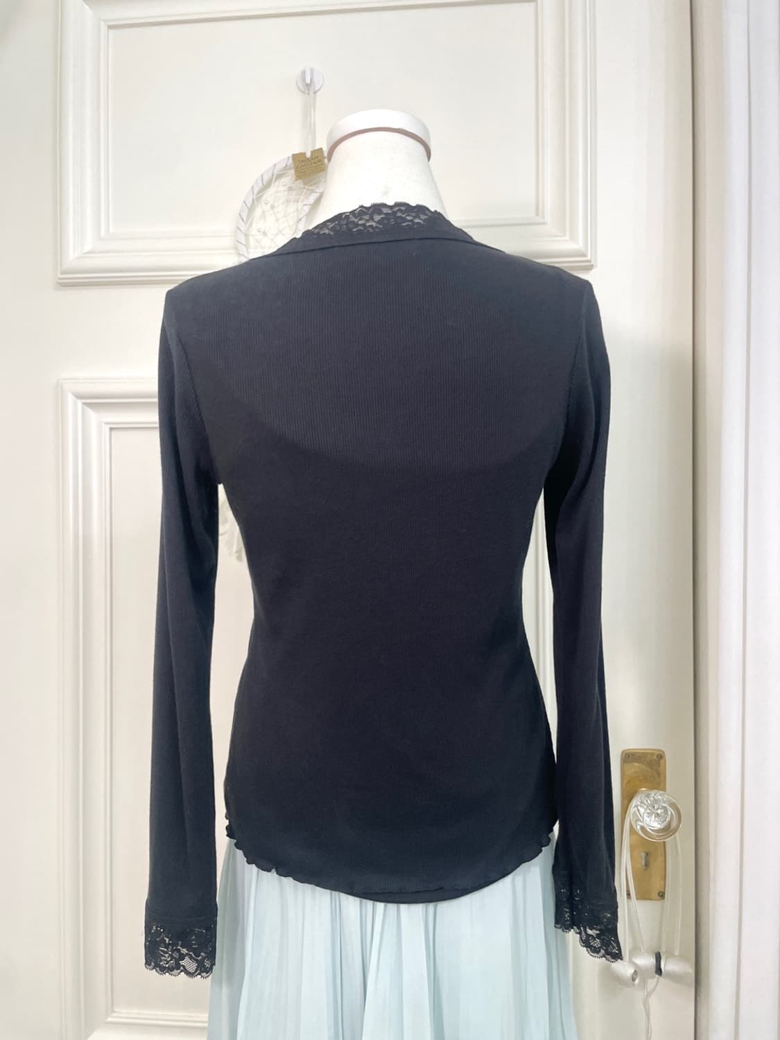 black lace trim slim cardigan(size-38) 상품이미지5