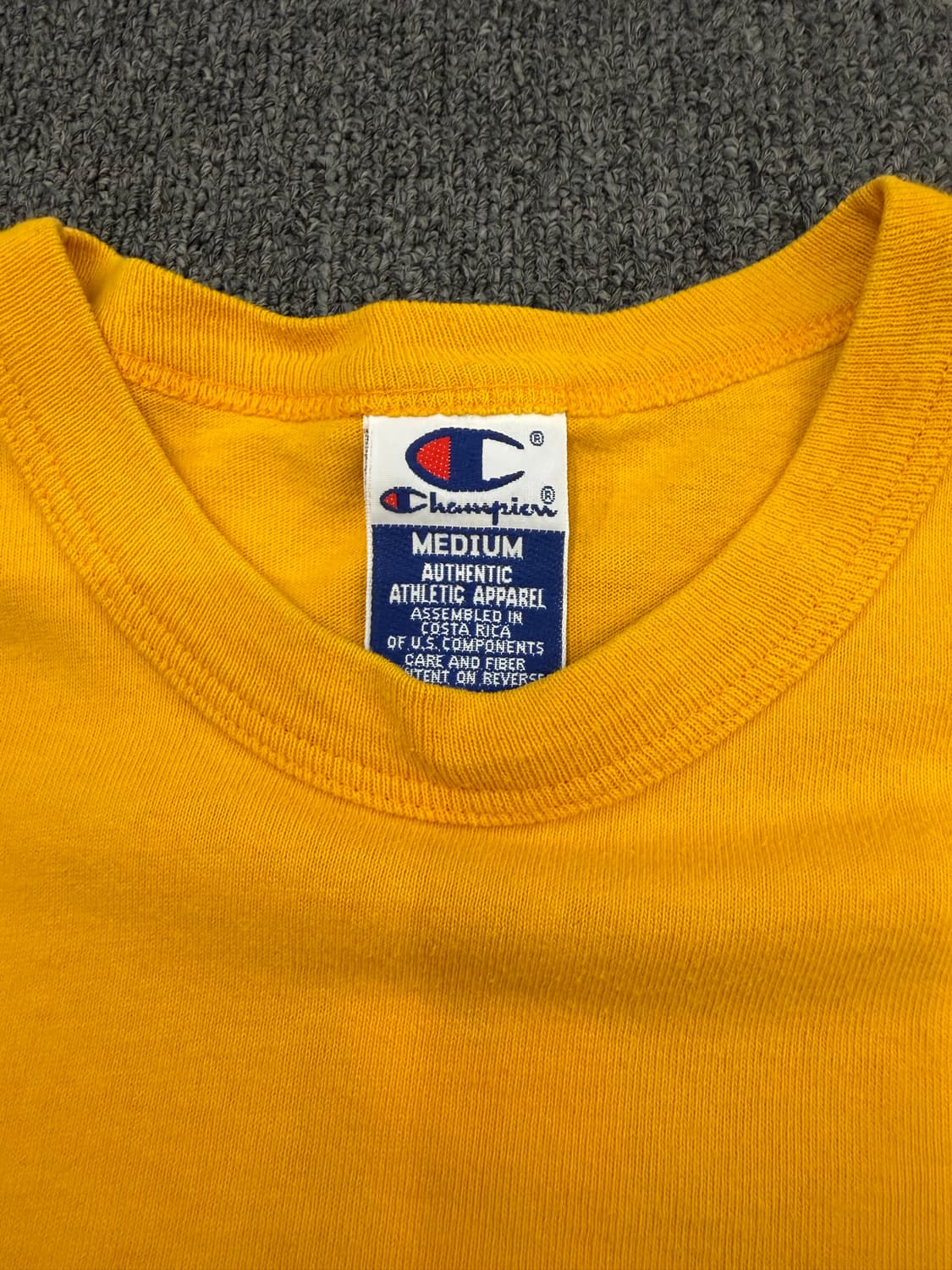 M) 챔피온 빈티지 베이직 옐로우 반팔 티셔츠 상품이미지2