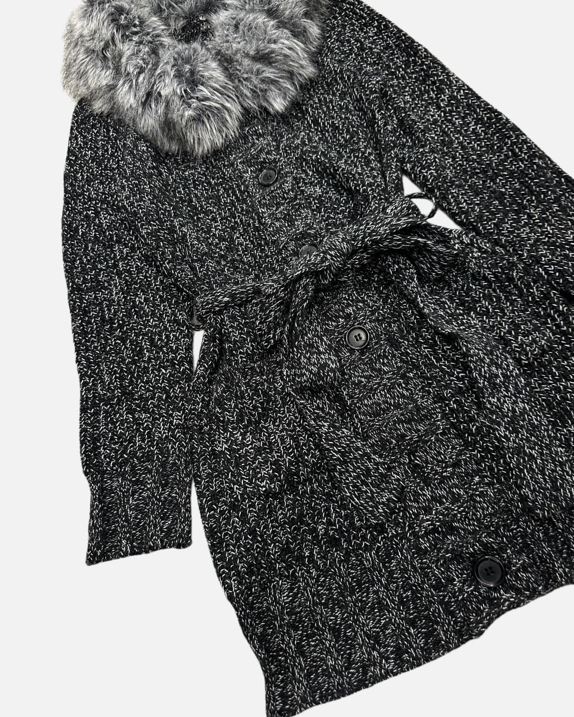 grunge fur belted cardigan 상품이미지3