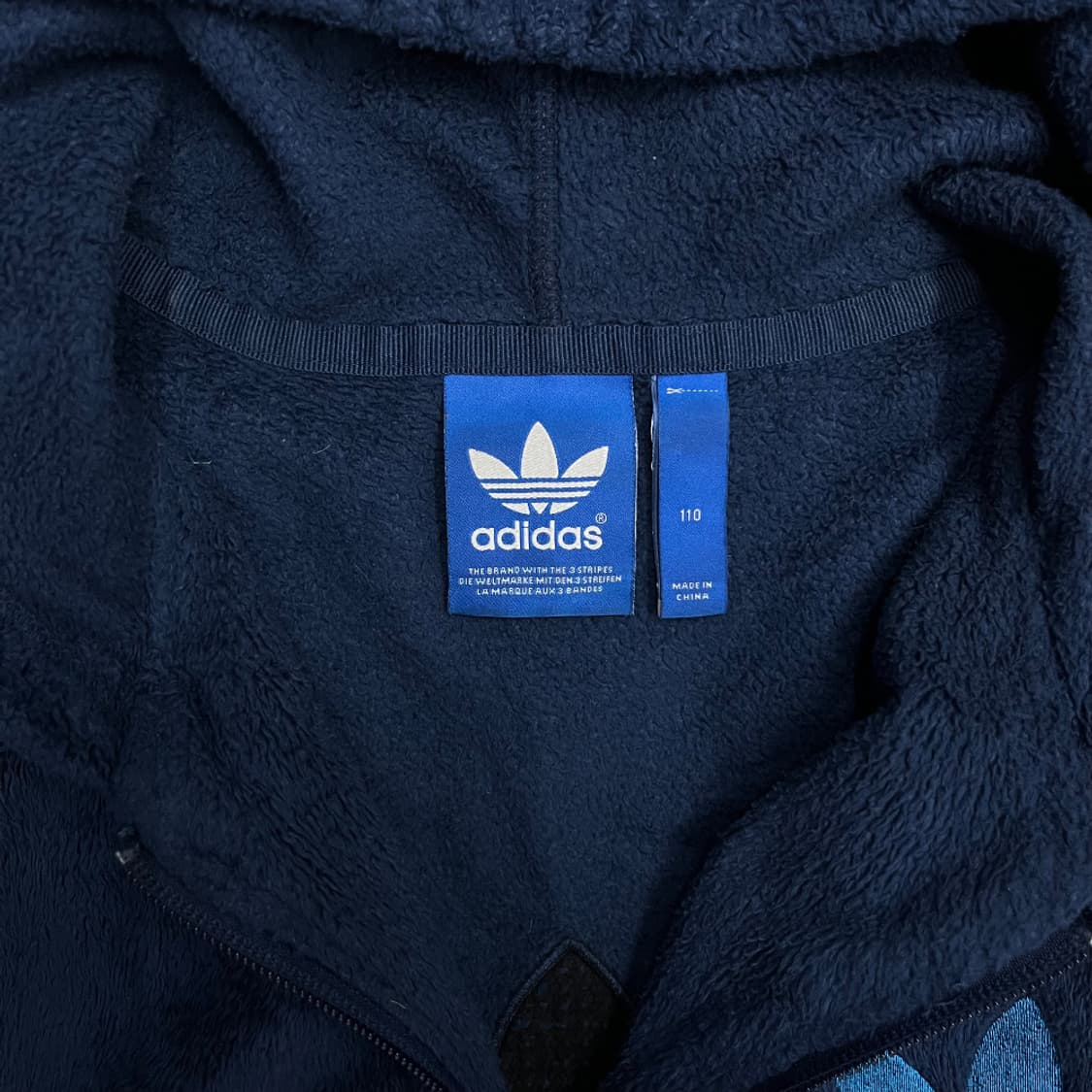 아디다스 블루 파이어버드 네이비 후리스 후드집업 110 상품이미지7