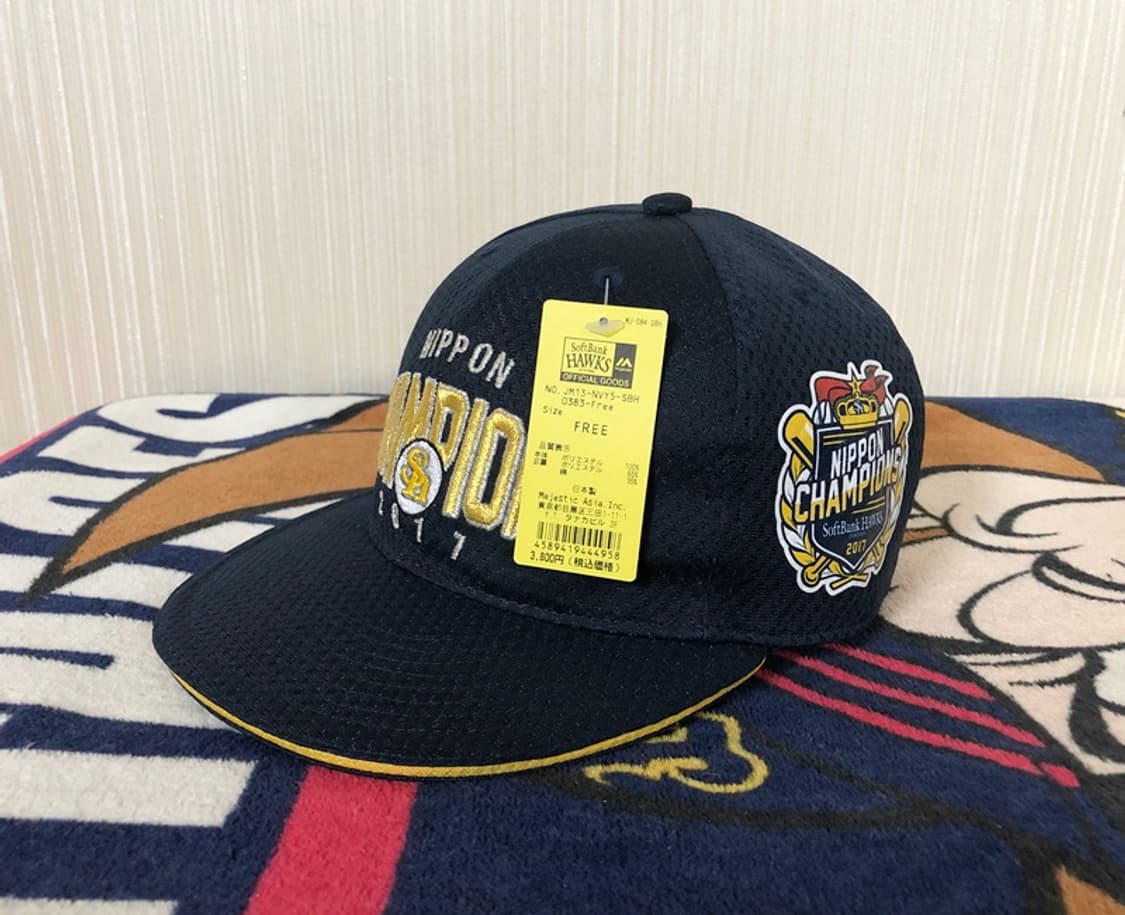 NPB 마제스틱 후쿠오카 소프트뱅크호크스 2017 일본 챔피언모자/캡 상품이미지2