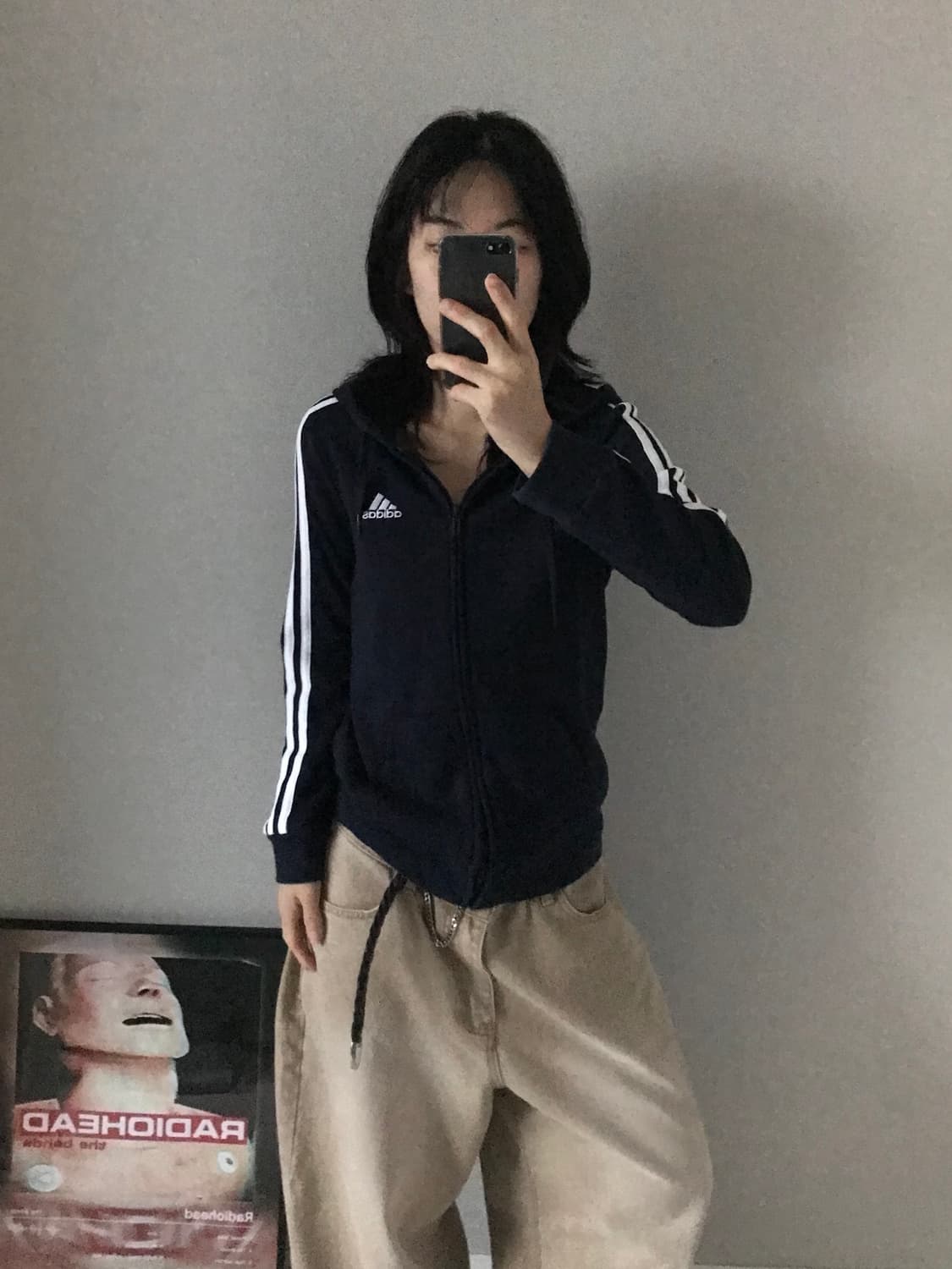 아디다스 삼선로고 네이비 후드집업 상품이미지1