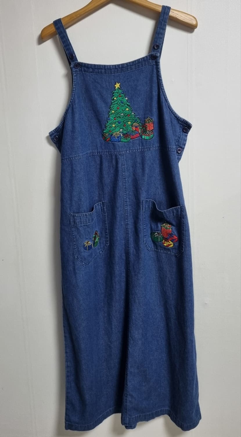 M ) 크리스마스 청 데님 멜빵원피스 상품이미지1