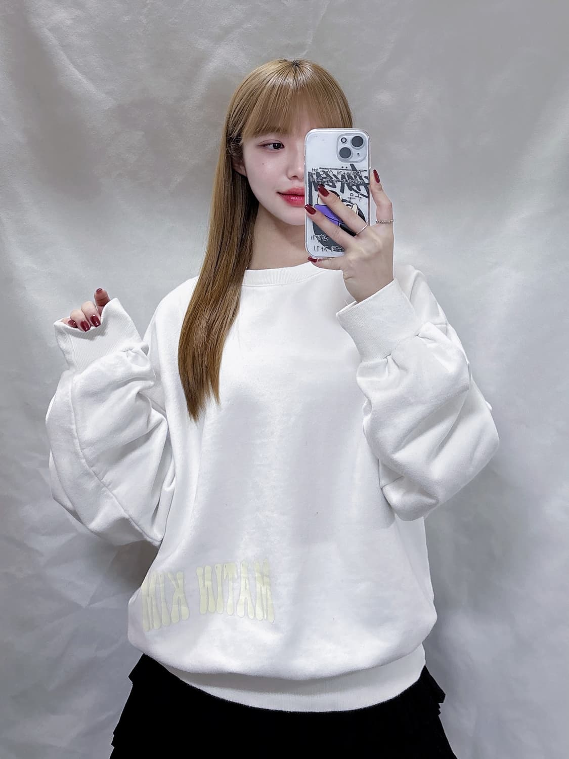 마땡킴 화이트 맨투맨  상품이미지2