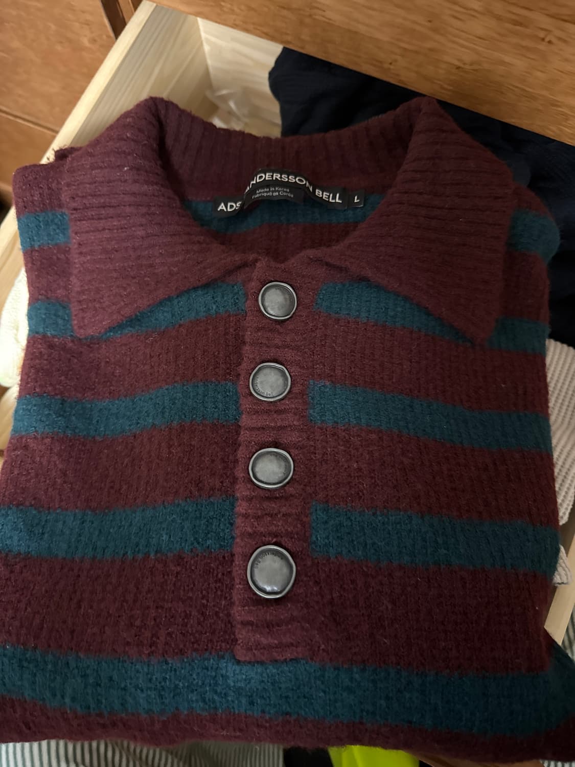 [앤더슨벨] 스트라이프 폴로 스웨터 L 상품이미지2