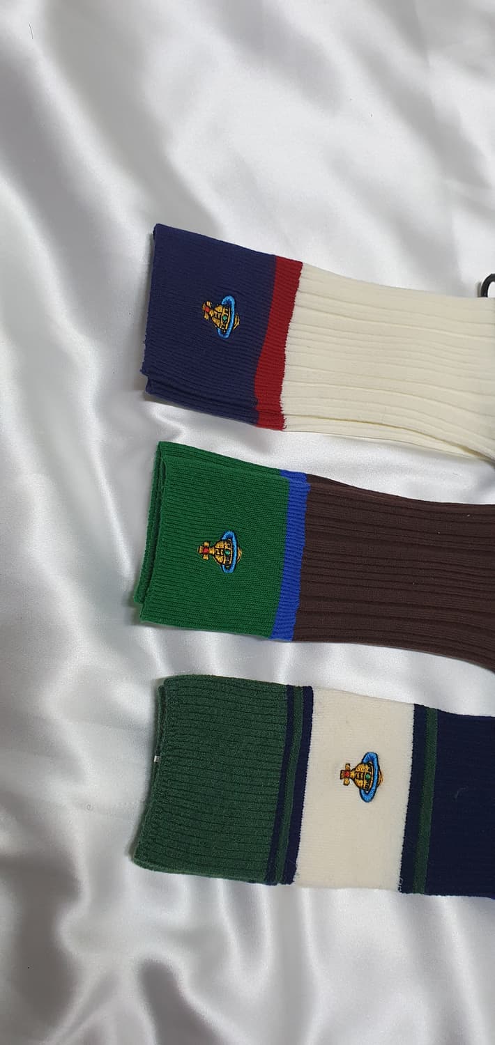 네이비 크림베이지 그린 블루 브라운 스트라이프 비비안웨스트우드 양말  상품이미지4