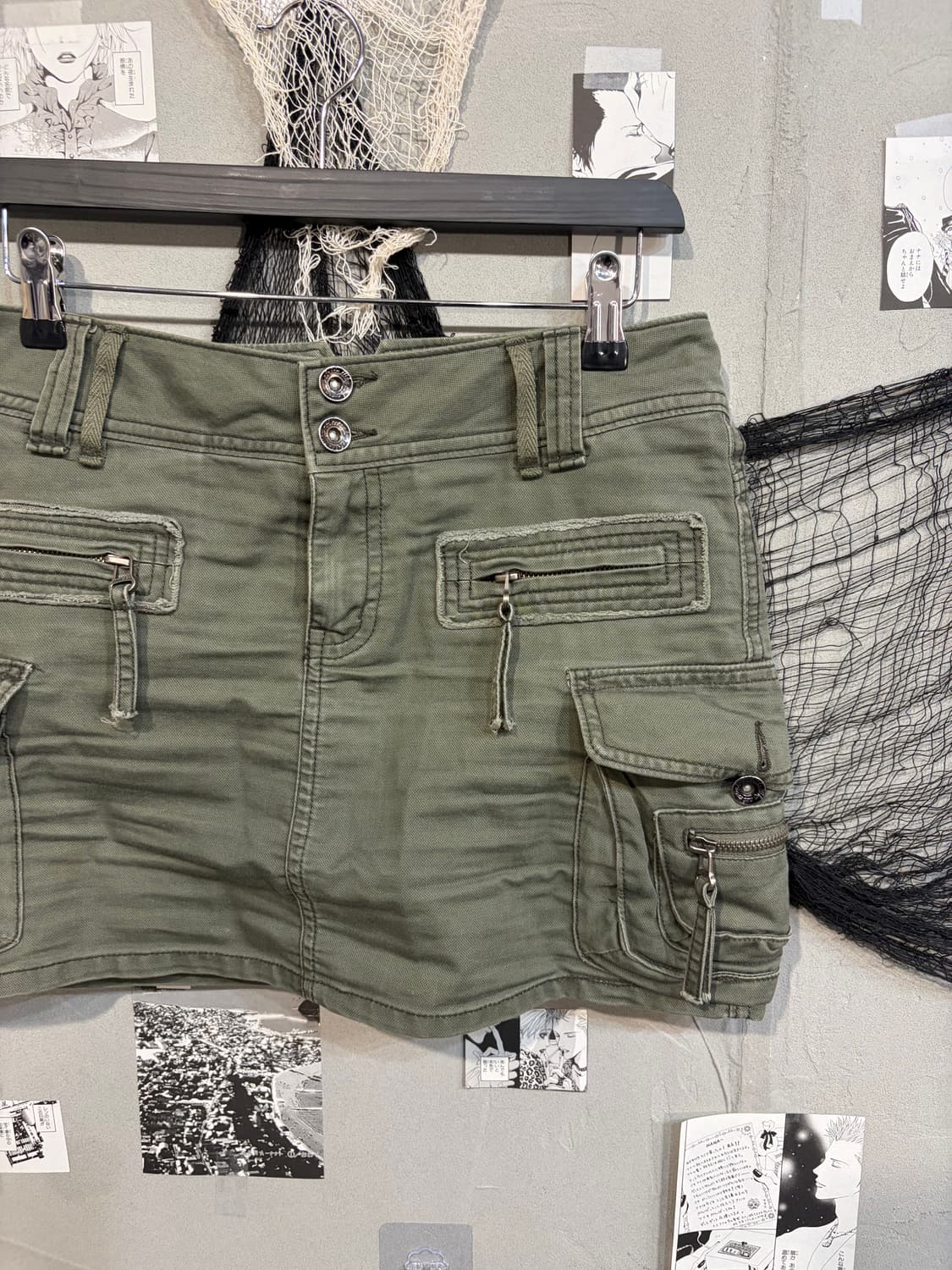 00's Grunge cargo military Mini Skirt 상품이미지6