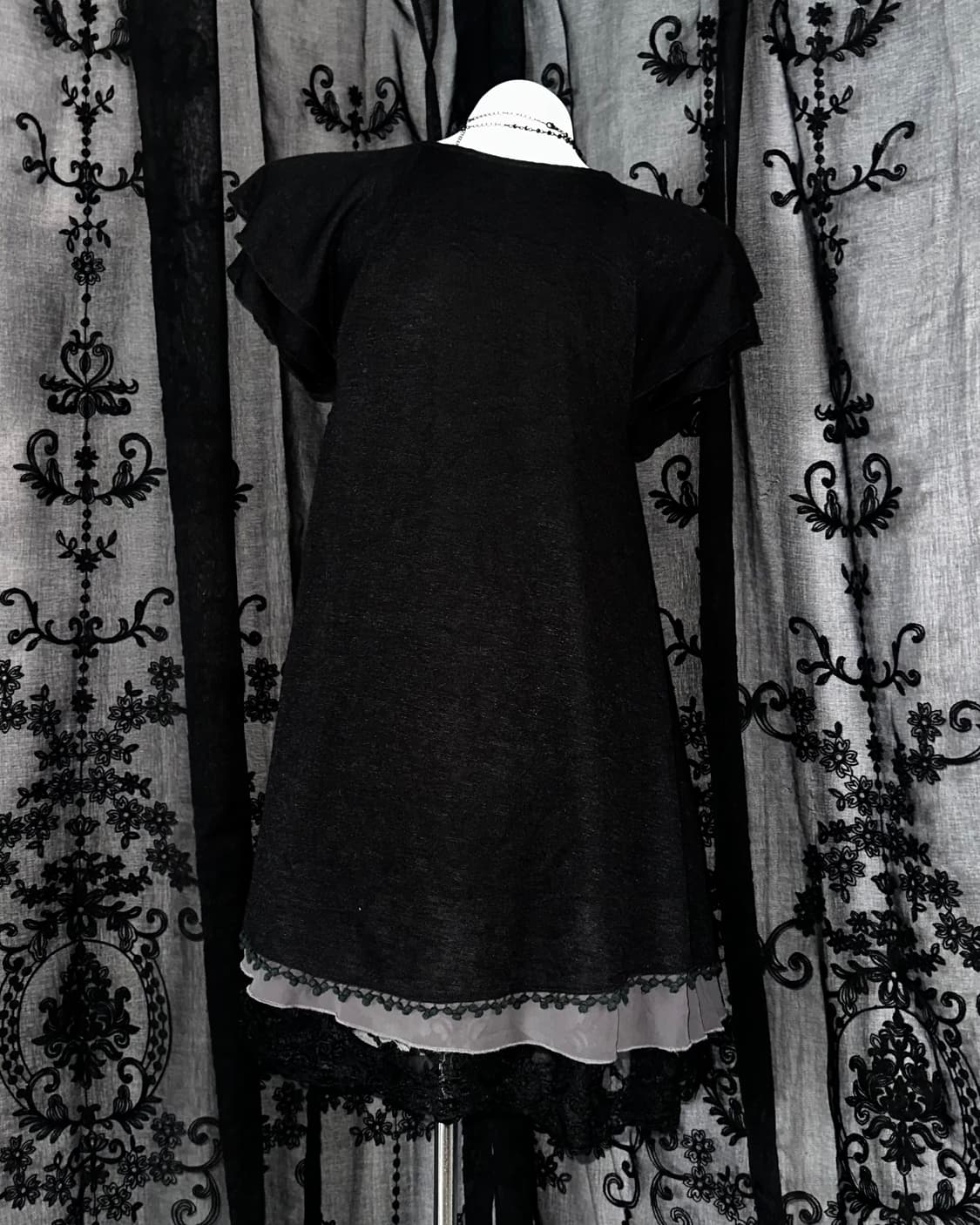black gothic flower ruffle dress 상품이미지4