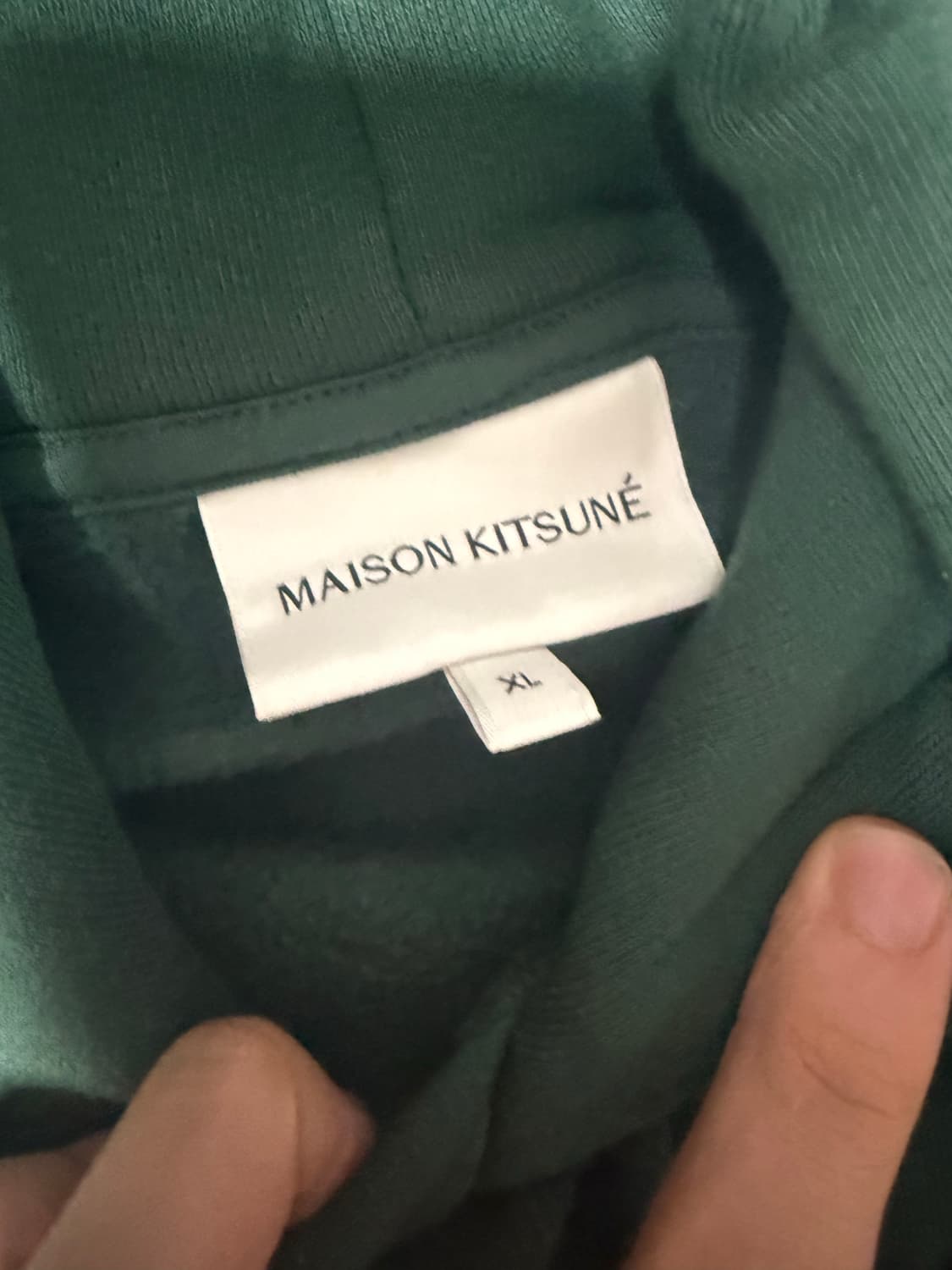 (1회 착용 XL ) 메종키츠네 폭스 헤드 후드티 다크그린 상품이미지2