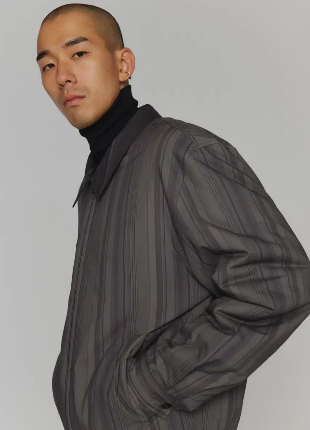 [L] 아모멘토 Amento 코튼 스트라이프 집업 자켓 팝니다 상품이미지2