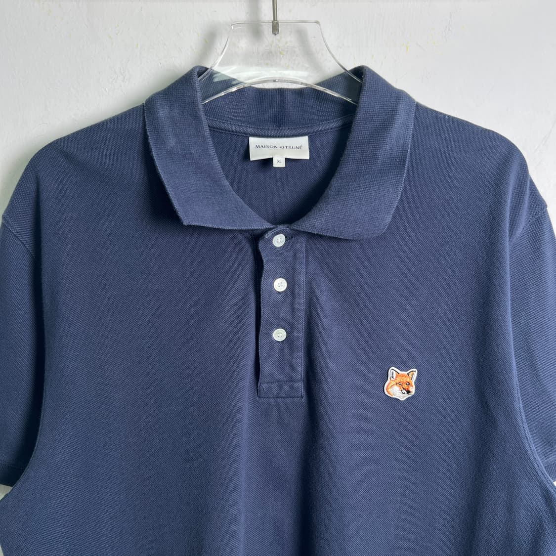 메종키츠네 폭스 헤드 패치 네이비 반팔 폴로 셔츠 XL 상품이미지5