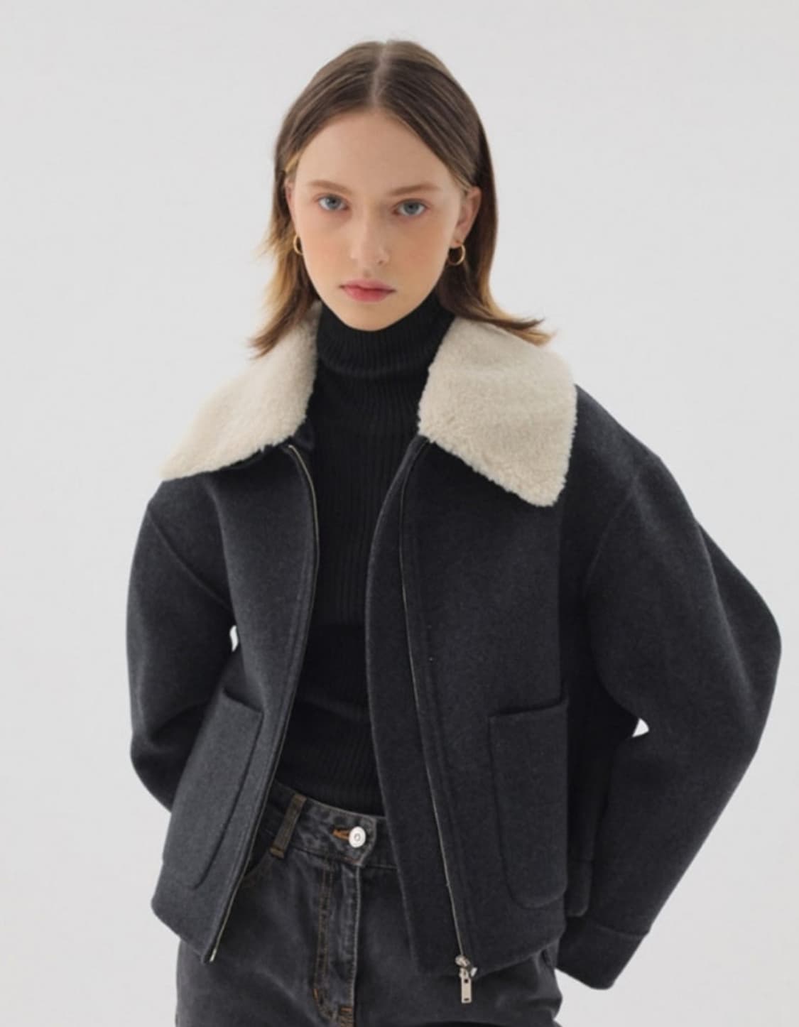 온앤온 털카라 핸드메이드 자켓 상품이미지2