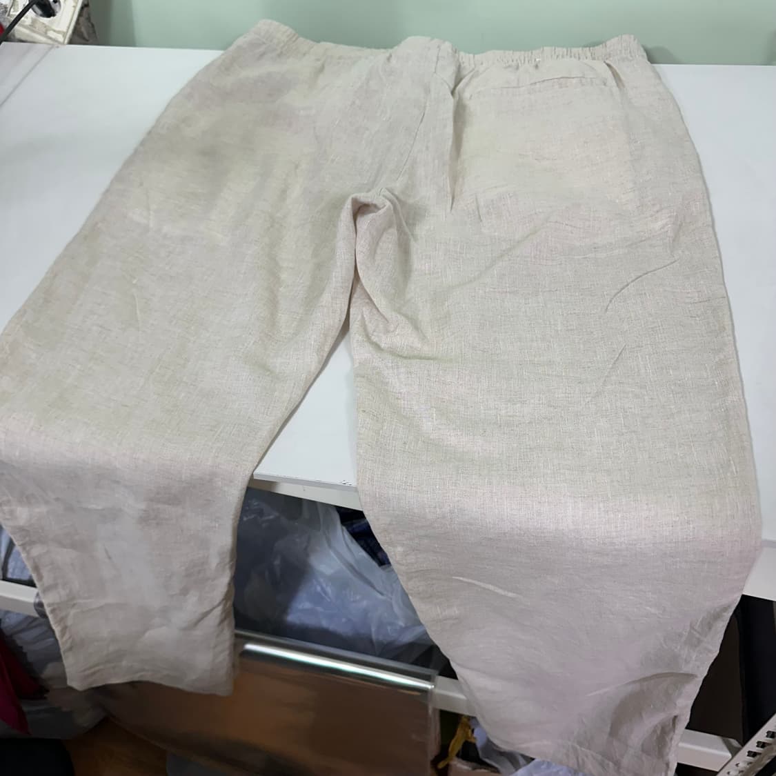 XL 흐앤므 H&M 라이트아이보리 루즈레귤러핏 밴딩 린넨팬츠 상품이미지5