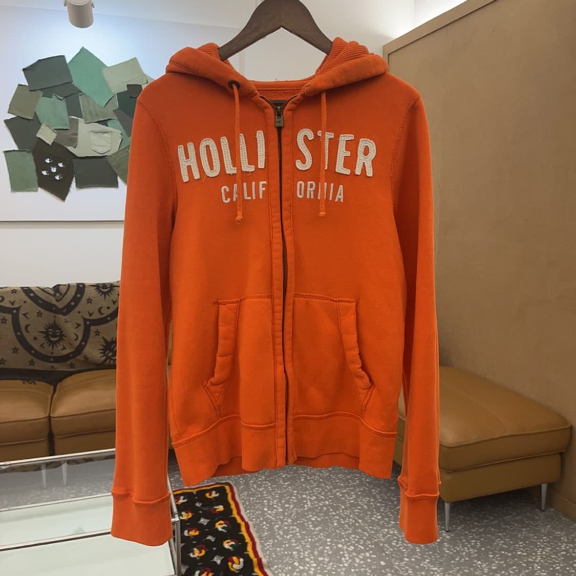 홀리스터 Y2K 00's 대장급 오렌지 기모 후드집업 S C08011 상품이미지3