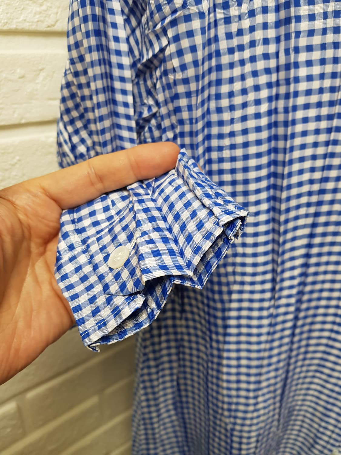 [3/정품] 플리츠플리즈 깅엄체크 롱 셔츠 상품이미지4