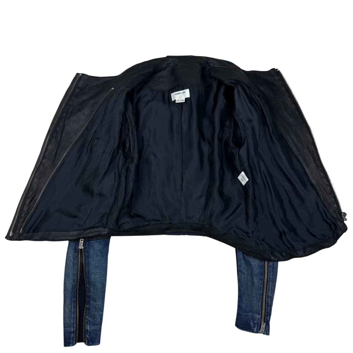 헬무트 랭 데님 & 가죽 믹스 비대칭 바이커 자켓 상품이미지3