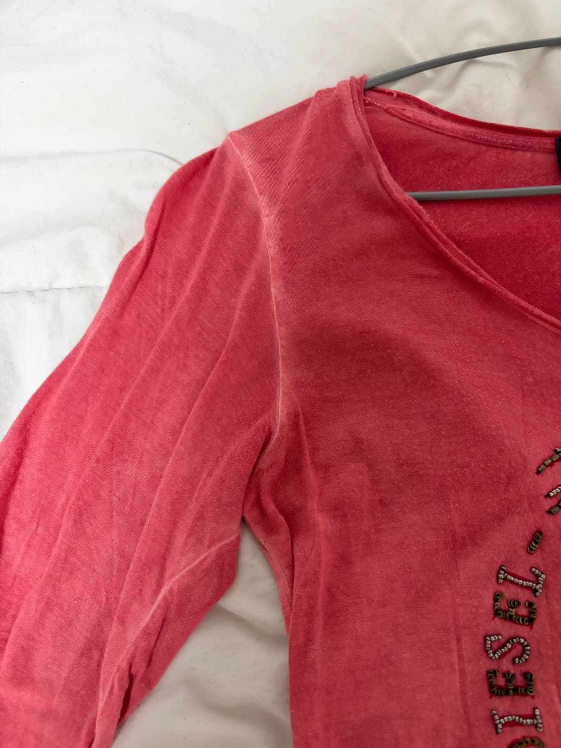 디젤 코랄 핑크 7부 슬리브탑 상품이미지2