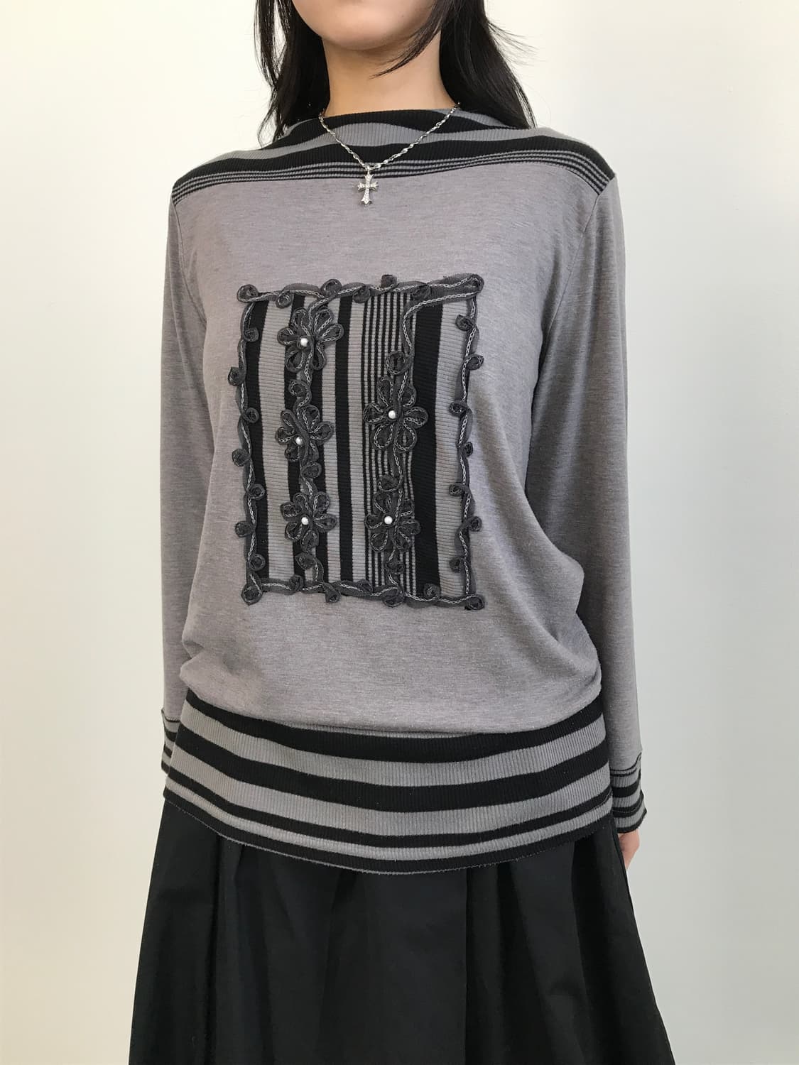 Jpn 'Lapis' Floral Patch Knit Top 상품이미지3