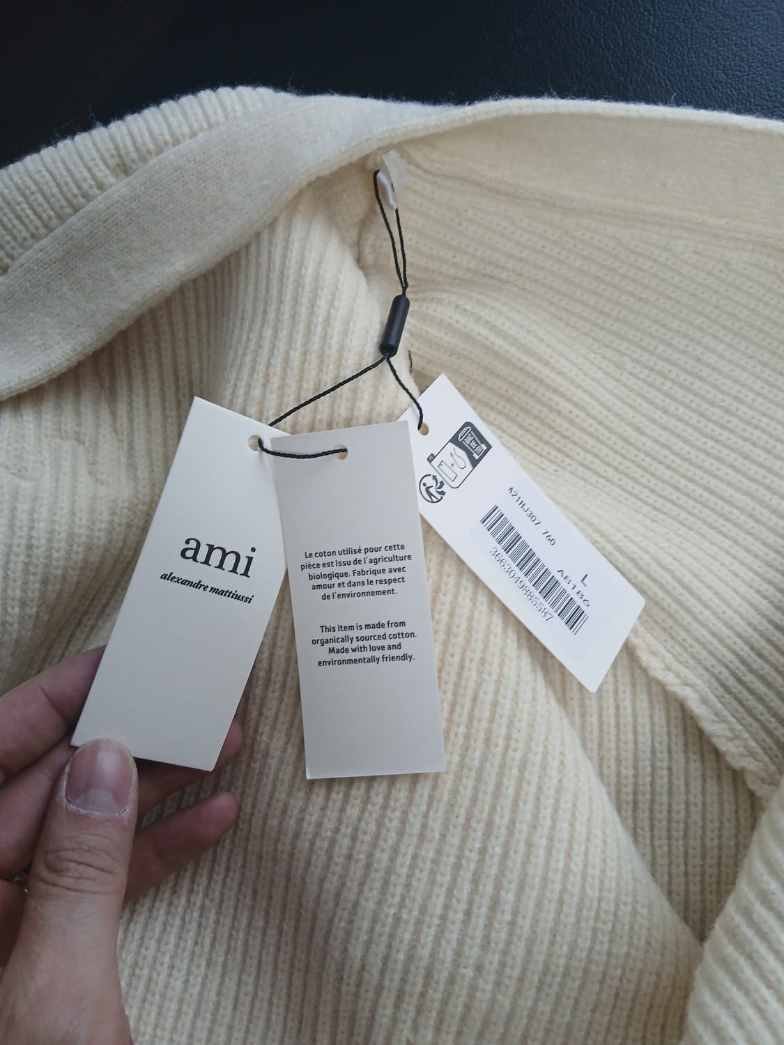 AMI 크림 가디건(남녀공용) 상품이미지5