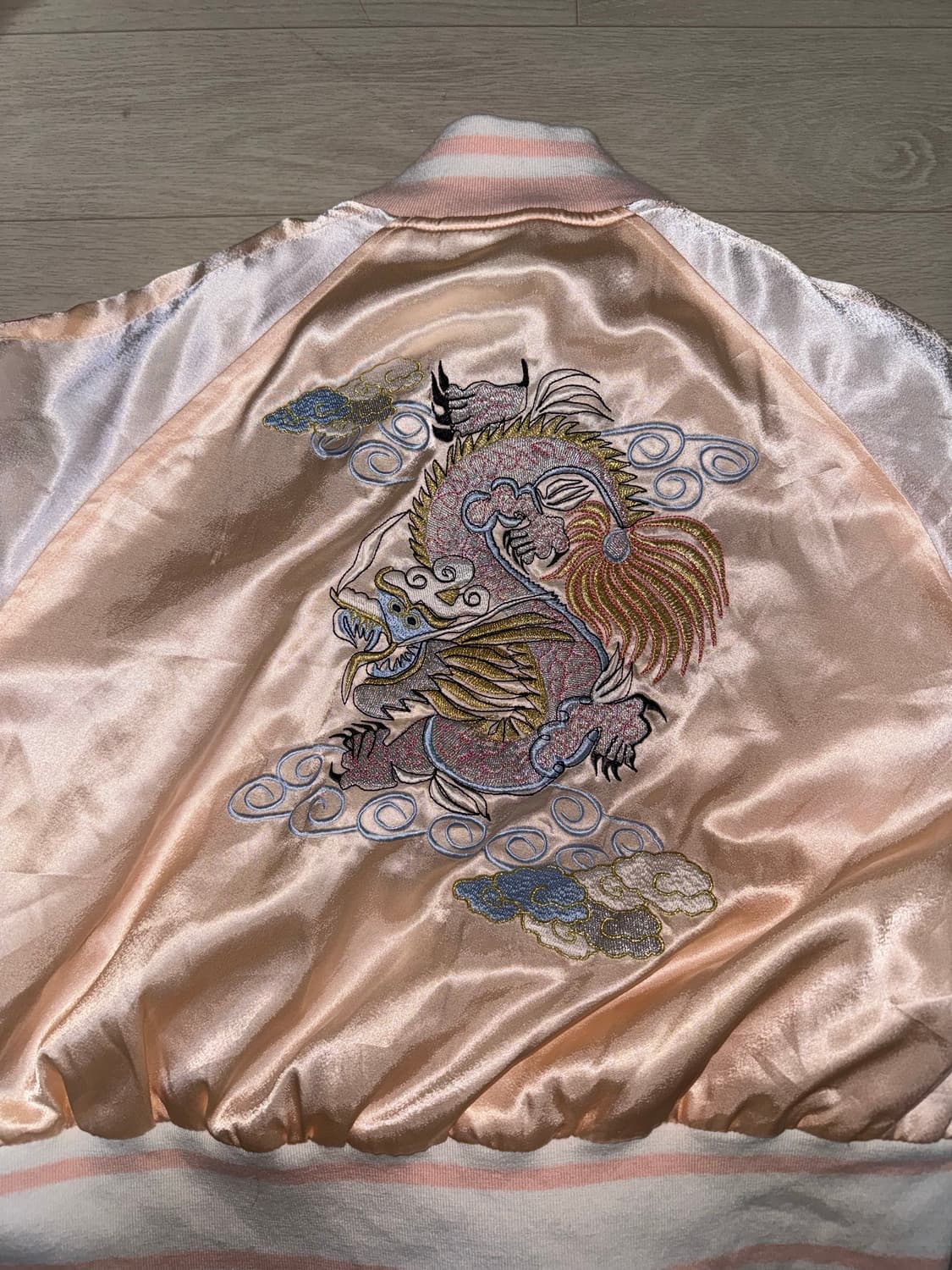 JUNIORSWEET 핑크 용 자수 빈티지 스카잔 자켓 상품이미지3